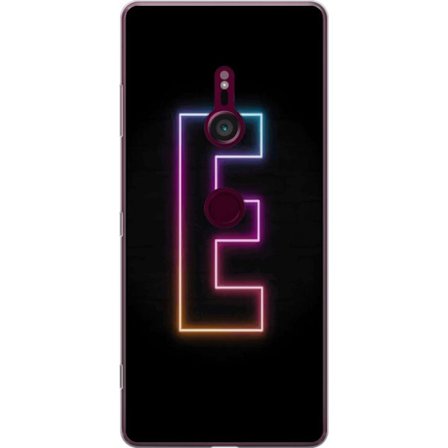 Yhteensopiva Puhelinkuori Sony Sony Xperia XZ3 Minimalistinen neonkirjain E kirkkaissa väreissä tummaa taustaa vasten modernissa ja tyylikkäässä