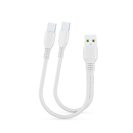 1 i USB Dobbelt Type C Kabel Splitter Mobiltelefon Opladerkabel Bærbar Hvid 1m