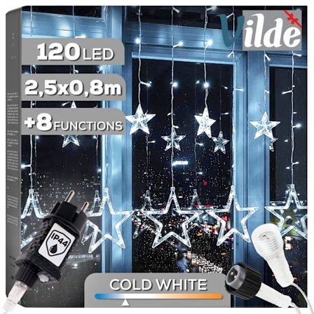 Utomhusljusridå 120 LED 2,5 m