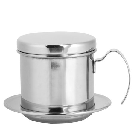 Bærbar kaffedrypper i rustfrit stål Kaffemager til hjemmekøkken kontor udendørs brug Sølv