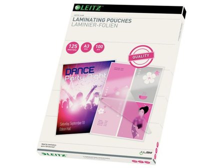 LEITZ Laminat A3 125mic klar 100/fp - Lyreco - Kontorsmaskiner - Laminering - Laminat - A3