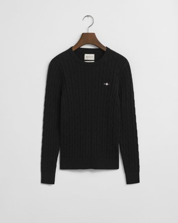 GANT Damen Zopfstrick Rundhalspullover aus Stretch-Baumwolle (XS)