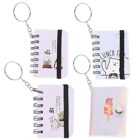 4 stk. Nøkkelring Liten Bok Nøkkelring Mini Kattebok Nøkkelring Kreativ Nøkkelring (Tilfeldig Mønster) (Tilfeldig Stil)