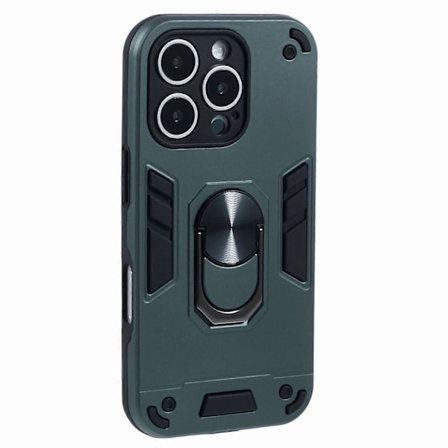 För iPhone 16 Pro Max Skal PC+TPU Fallskydd Telefonfodral med Ringstativ-