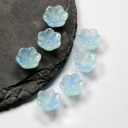 100st Trumpet Imitation Pearls Star Heart Beads LAKE BLUE&GREEN