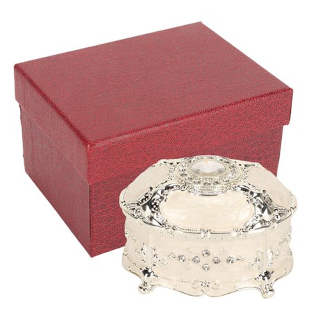 Vintage smykkeskrin oval zinklegering dekorativt smykkeopbevaringsboks til ringe halskædeopbevaring