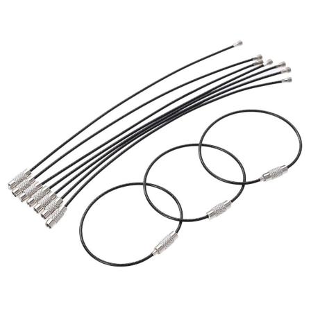 1 Set Trådring Rostfritt Stål Hållbara Nyckelringshållare Twist Loops Nyckelringar Bagageetiketter För Väskor Nycklar Svart IC