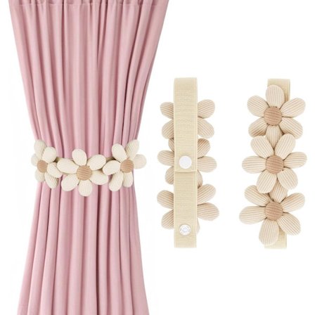 Gardinholdere 2 Stykker Blomstermønster Holdere Gardinholder Gardinbånd Knapdesign Gardinholdere Kroge til Soveværelse Børneværelse Stue