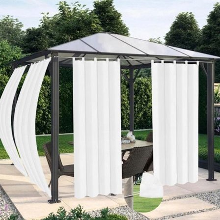 Qelus Utomhus Pergola Gardiner Vattentäta för Terrass Trädgård, 230gsm UV Beständig Termisk Värmeavledande - Vit - 132x244cm