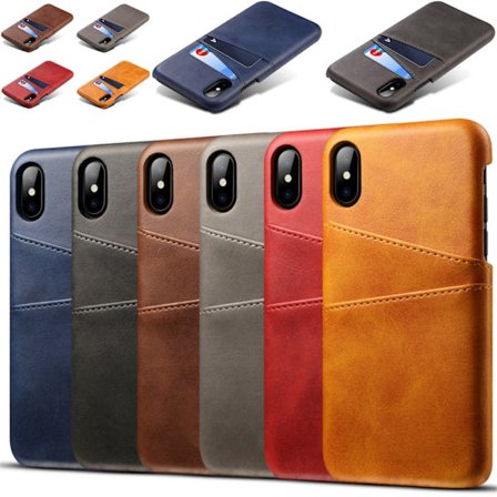 Iphone XS Max skydd skal fodral skinn läder kort visa amex -