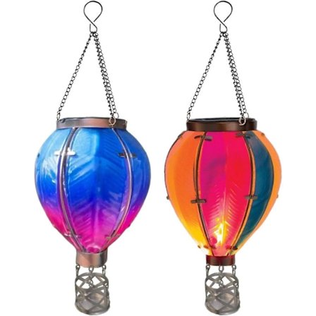 Hængende Solcellelampe Formet Som Luftballon til Haven, PVC+Metal Solcelle Luftballon
