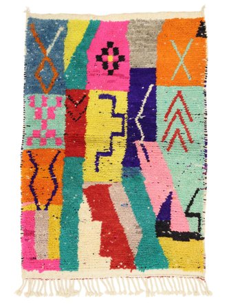 Hand Knotted Berber Moroccan - Mid Atlas 100X145 Wool Rug Red/Green Small