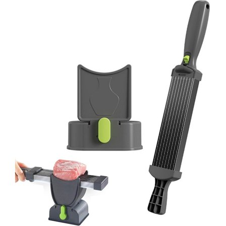 Manuel kødpålægsskærer i rustfrit stål, justerbar tykkelse 2 eller 4 mm, 17-i-1 friskkødsskærer, oksekødsskærer til råt kød, friskkødsskærer, 