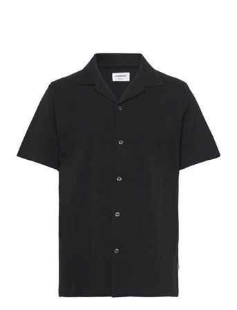 Lindbergh Pique Cabana Shirt S/S - Black - S