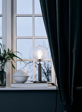Miira bordlampe - rock grey/optisk glass