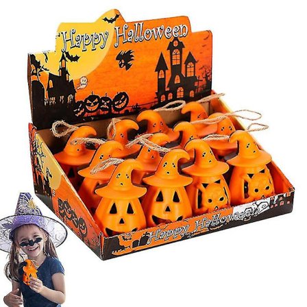 Mini Kurpitsa Valot 12 kpl Halloween Paristokäyttöinen Lamppu Kurpitsa Tuikku Led Lamput Festivaali Sisustus Valo Ylös Halloweenia Varten