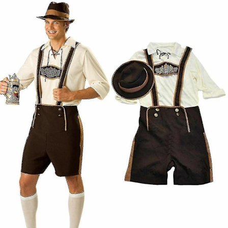 Menn Bayerske Lederhosen Tyske Oktoberfest Tradisjonelle Shorts Øl Gutt Kostyme