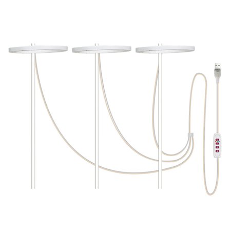 LED Vekstlys 3 Hoder USB Lampe med 5 Dimmeinnstillinger og Timer for Potteplanter og Grønnsaker