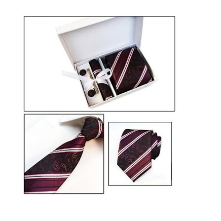 Miesten solmio lahjapakkaus Business -yhteensopiva solmio + neliöhuivi + Cu