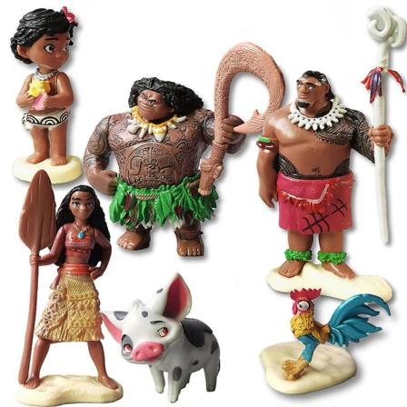 6 st/set Moana figur leksakssamling modell födelsedagsfest tårta topper barn presenter