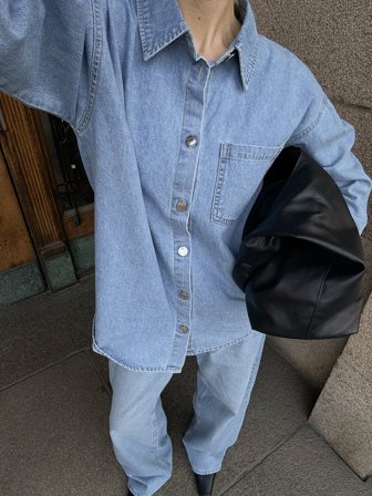 NA-KD Denim Shirt - Jeansskjorter - Blå - EU 38