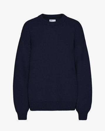 Oversized Merino Wool Crew - Navy Blue - Female - XS