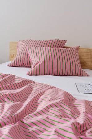 Jotex - Putetrekk 50x60 Cm 2-pakning Økologisk Rosa/grønn - SIMA - Kjøp Putevar hos Jotex