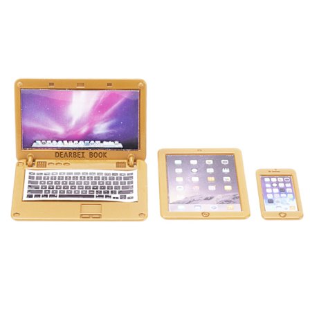 3 stk. Dukkehus Mini Laptop Nettbrett Mobiltelefon Sett Tilbehør for 1/6 1/12 Dukker PJ500XH08