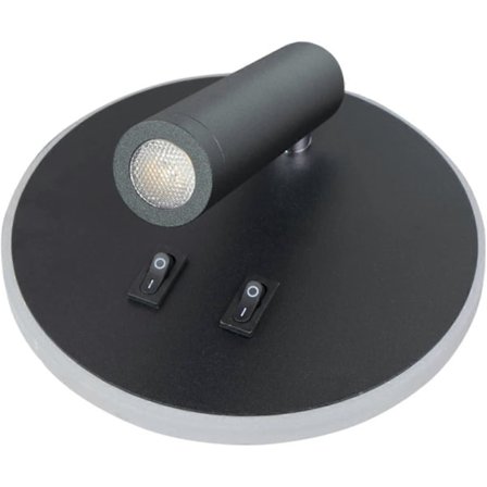 LED Væglampe, Sengelæsnings Væglampe, 11W LED Væglæsningslamper, Justerbar Spotlight (6000K Hvidt Lys, Sort Rund), Stue Trappe Hallwa