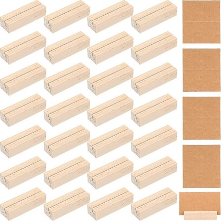 30 stk. treskiltstativer i tre, bordnummerstativer i tre, kortholdere med papir kort, kompatibel med bryllup, seremoni, fest, borddekorasjon