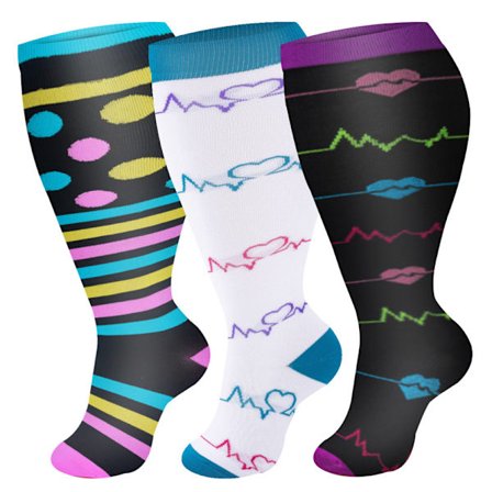 Kompressionsstrumpor i stora storlekar för kvinnor och män, bred vad, extra stora knähöga strumpor