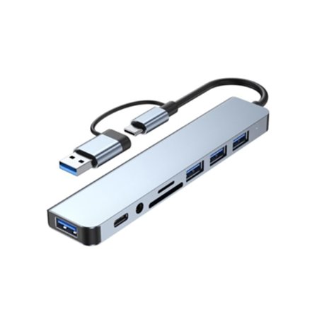USB Hub AE USB C 8 i 2 Typ C Dockningsstation Multiport Adapter USB 3.0 Snabb Dataöverföring SD TF Kortläsare Typ C 3.5 Audio
