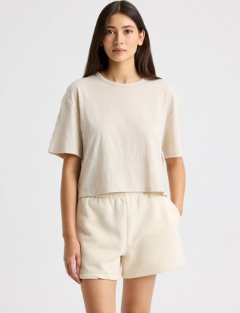 Röhnisch Slub Cropped Tee - Beige - M