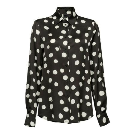 Pinko Dimue 36 satin shirt st. Pois C/Logo Sort, Dame Skjorter