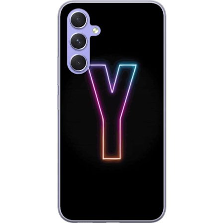 Kompatibelt Mobildeksel til Samsung Samsung Galaxy A54 Minimalistisk neonbokstav Y i fargeskiftende lys mot svart bakgrunn