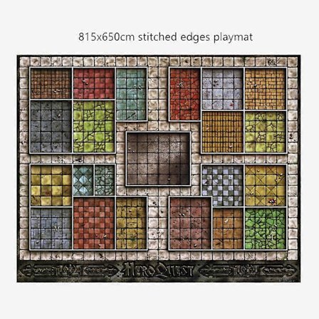 Brugerdefineret Stor Spillemåtte Bordmåtte HeroQuest 815x650 med Syede Kanter (Stor Musemåtte) Naturgummi Brætspilsmåtte til TCG/CCG/MTG