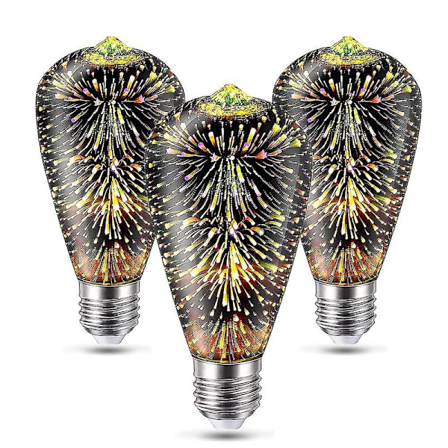 6 kpl 3D ilotulituslamppu ST64 LED-lamppu 5W E27 E26 RGB Fairy Star Shine Decor -lamppu juhlalamppu Stai [DB]