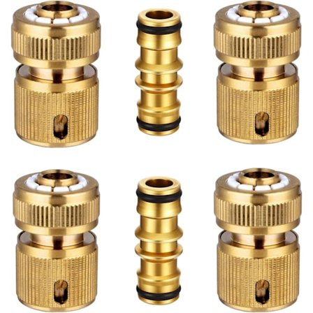 6 kpl messinkiset puutarhaletkun pikaliittimet, puutarhaletkun pikaliitin