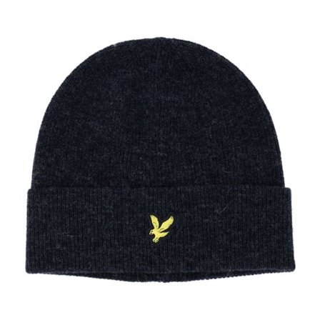 Lyle & Scott - Svart cuff Beanie - Lambswool Blend Ribbed Beanie Jet Black Marl Cuff @ Hatstore