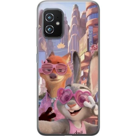 Yhteensopiva Puhelinkuori Asus Asus Zenfone 8 Animoituja eläimiä aurinkoisessa kaupunkiympäristössä, joilla on pinkit aurinkolasit ja positiivine