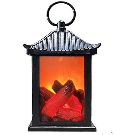 (8,5 X 8,5 X 17 Cm) Liten Peislykt Koselig Tradisjonell Peis Realistisk Flammeeffekt Kull Stil LED Bordlampe Innendørs Utendørs