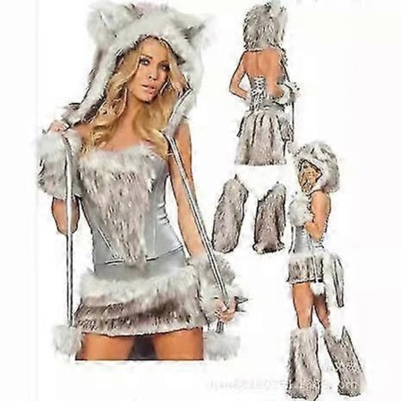 2025 Sexig Jul Dam Kostym Cosplay Stor Svans Varg Cosplay Party Maid Frestelse Jultomte Tvådelad Kostym-Perfekt