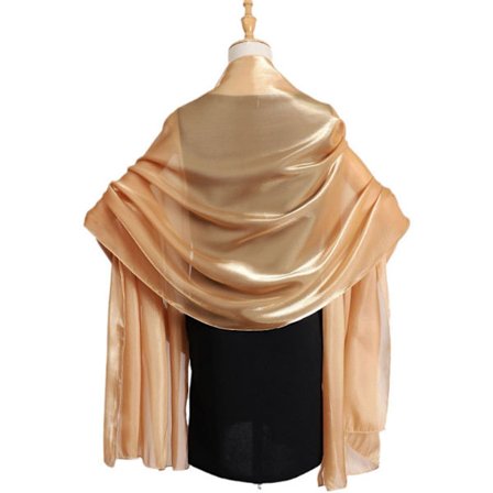 Silkeskjerf for kvinner - 200*70 cm - Mykt og hudvennlig - Glansfullt silkeskjerf - Karamellfarge