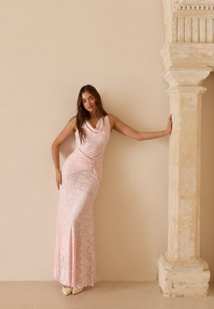 Bubbleroom Occasion - Deep Waterfall Mermaid Gown - Light pink