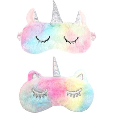 2-pack sovmask, djurögonmask plysch tecknad film ögonmask