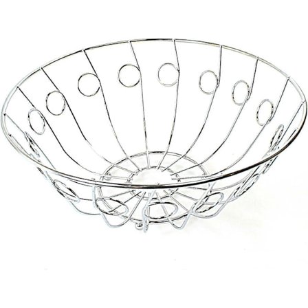 Rund Fruktskål Tillverkad av Metall Kromfinish Tråd, Dekorativ Förvaring Frukt och Grönsaker Färska och Köksförvaringslösningar