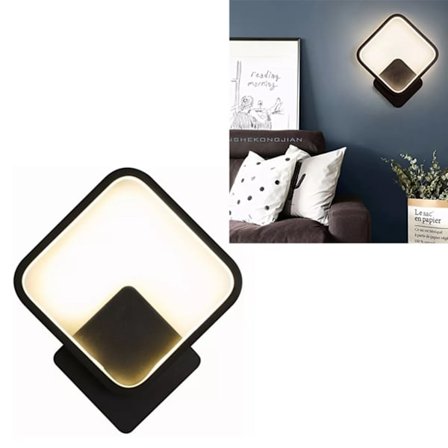 Svart Fyrkantig LED Vägglampa Trefärgad Modern Lampa för Inomhus Utomhus Sovrum Vardagsrum 110V