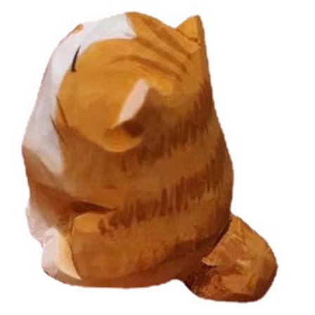 Lille orange kat, miniature håndlavet trækat statue til hjemme- og kontorbordsdekoration, gave til katteelskere