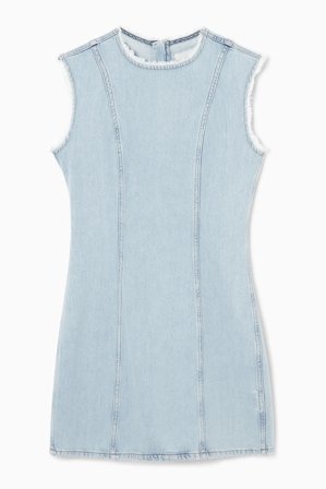 COS Women's Panelled Denim Mini Dress in Blue