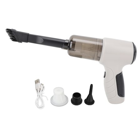 Kannettava kädessä pidettävä auton pölynimuri, vahva imuteho, 2400 mAh, ladattava, johdoton, harmaa, valkoinen